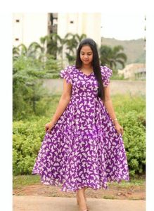 Beautiful georgette floral printed flared dress