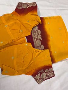 ZARI WORK MUSTARD YELLOW SAREE