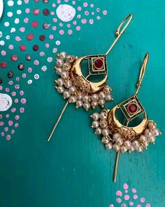 Elegant Pearl & Ruby Earrings