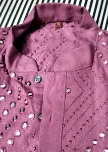 BURGUNDY MIRROR WORK KURTA