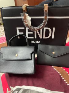 Fendi Inspired 3-Piece Black Bag Set (Large Size)