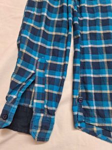 Blue Plaid Button-Down Shirt