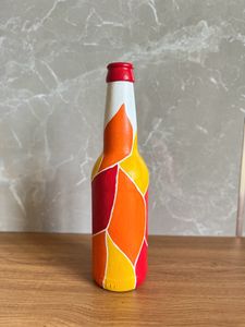 Hand Painted Multicoloured Glass Bottle