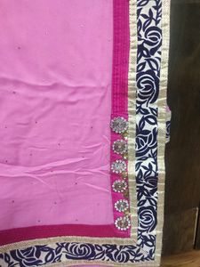 Fresh Pink Saree With Designer Blouse
