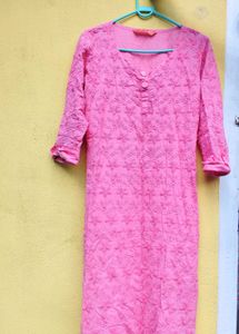 Pink Embroidered Kurta