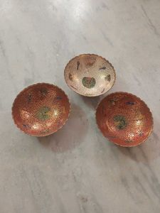 Gold Plated Peacock Embossed Brass Fruit Bowl