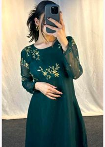Emerald Green Embroidered Frock