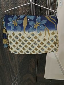 Blue Floral Print Saree