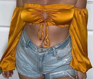 Yellow Off-Shoulder Crop Top