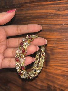 Elegant Red &amp; Crystal Bangles with free product