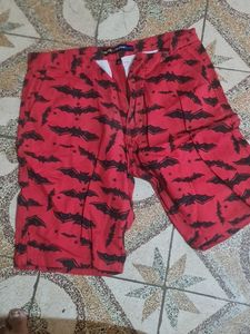 Red Bat Print Shorts