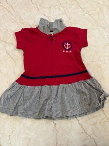 Red & Navy Nautical Dress for girl baby