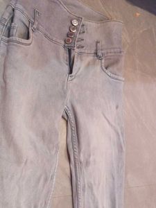 High Waisted Gray Denim Jeans