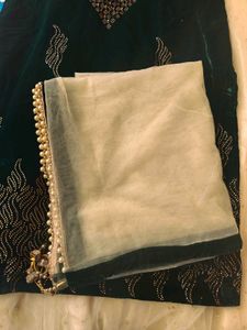 Elegant Green Velvet Kurta Set