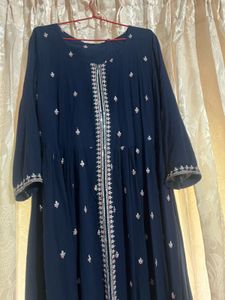 Navy Blue Embroidered Kurta Set