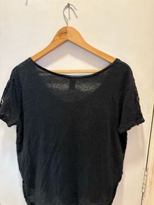 H&amp;M Black Lace Trim Top