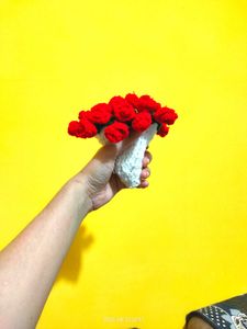 Handmade Crochet Red Rose Bouquet