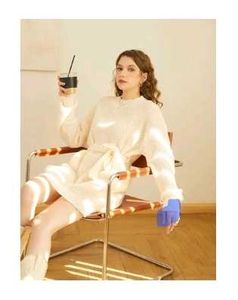Cream Knit Sweater with Tie