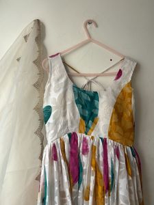 White Anarkali with Dupatta