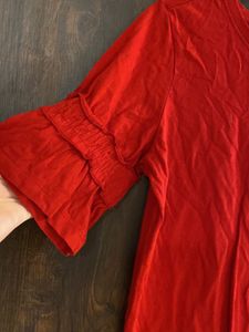 Red Ruffle Sleeve Top