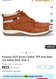 Kavacha Safety Boots, 9 Size,Used Only Once