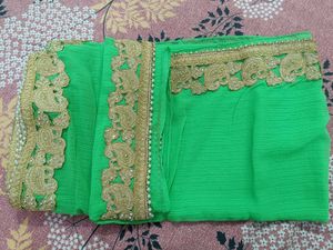Brand New Green &amp; Gold Saree Unstitched