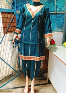 Teal Embellished dhoti Kurta Set