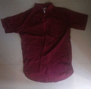 Maroon Micro-Check Button-Down Shirt