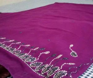 Purple handwork saree