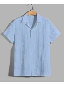 Blue Textured Casual Shirt