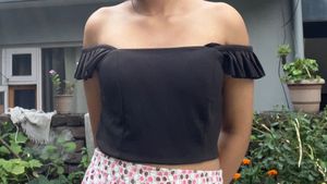 Brown Ruffle Crop Top