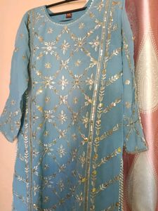 Elegant Blue Embroidered Kurta Set