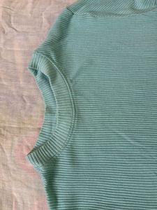 Mint Ribbed Short Sleeve Top