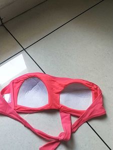 Pink Sequin Zebra Print Bandeau Bikini Top
