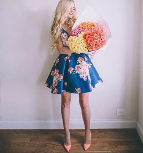 Sherri hill Navy Blue Printed Dress