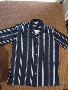 Zara Striped Camp Collar Shirt - SIZE M