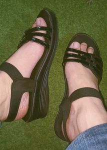 Black Wedge Sandals
