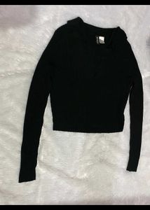 H&M Black Ribbed Long Sleeve Top