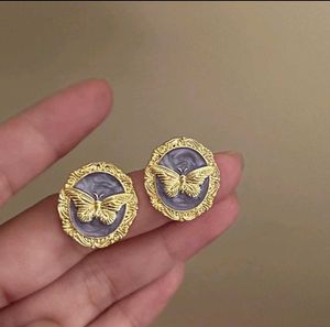 vintage enamel Butterfly Stud Earrings