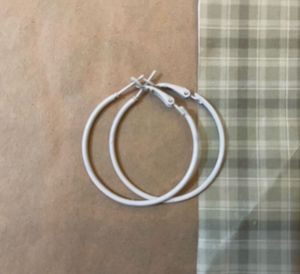 White Hoop Earrings