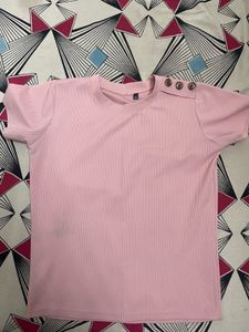 Pink Ribbed T-Shirt