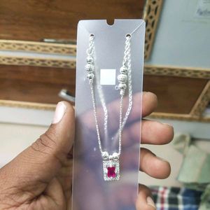 925 Pure Silver Ruby Pendant Necklace