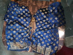 Blue &amp; Gold Floral Fabric