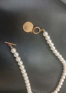 Pearl Necklace w/ Coin Pendant