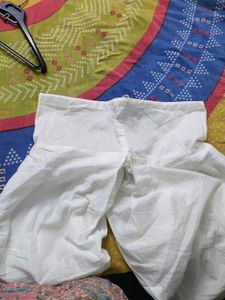 White Cotton Palazzos(Waist-26inches To 34 Inches)