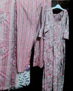 Naria Cut Kurti Set With Dupatta And Top