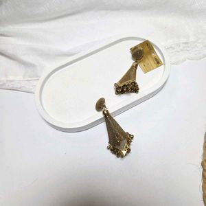 Vintage Gold Mesh Tassel Earrings