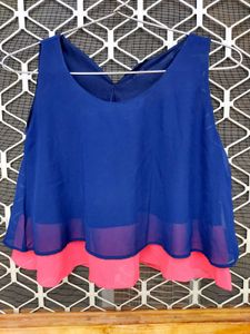Blue & Pink Layered Top