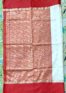 A Beautiful Red White Saree