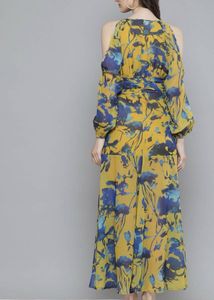 Floral Print Cold Shoulder Maxi Dress